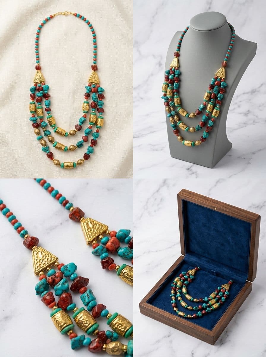 MULTI STRAND BEADE NECKLACE ( 4PCS ) alternate