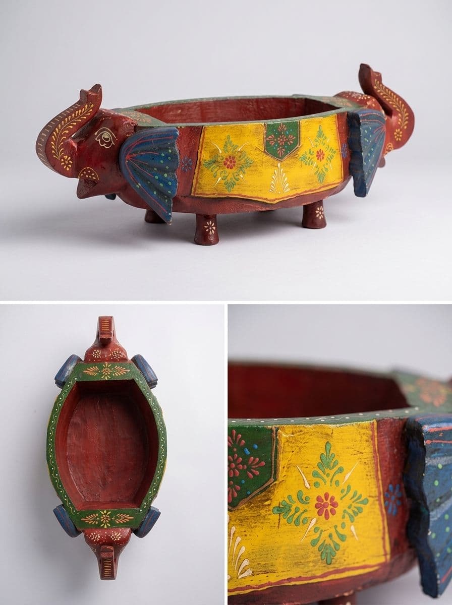 WOODEN ELEPHANT FRUIT BOWL