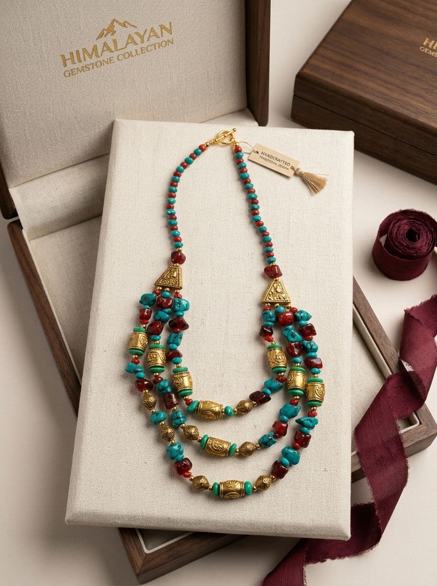 MULTI STRAND BEADE NECKLACE ( 4PCS )