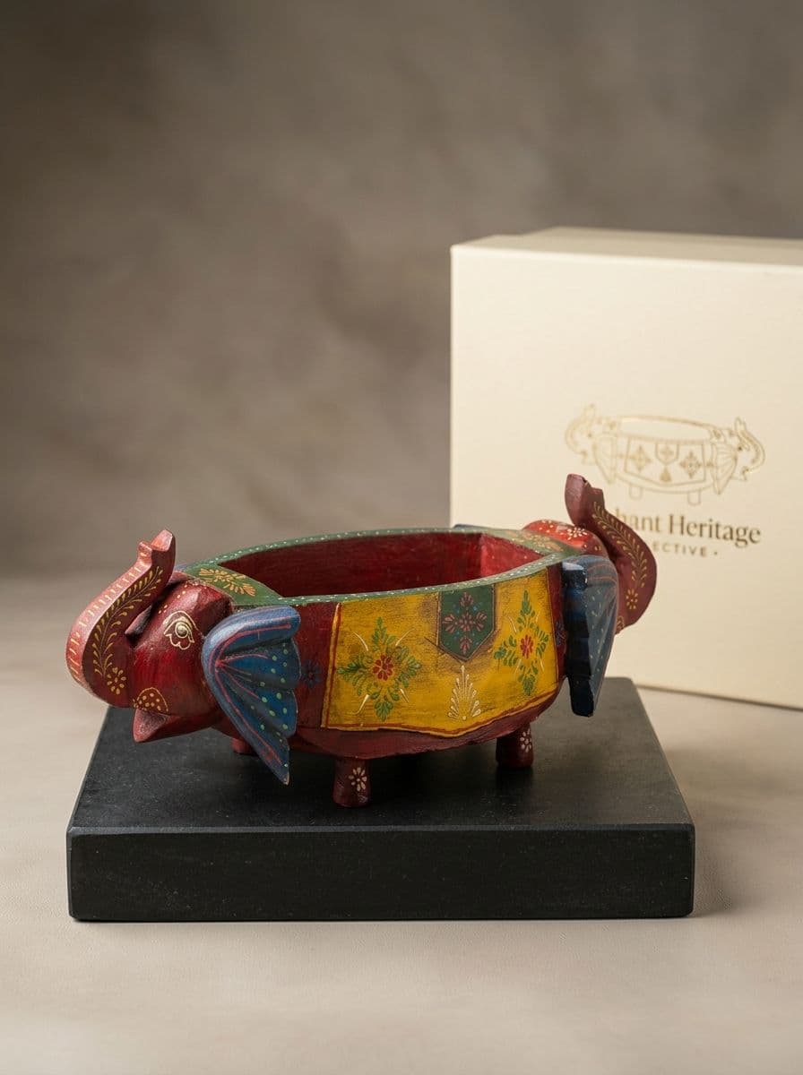 WOODEN ELEPHANT FRUIT BOWL