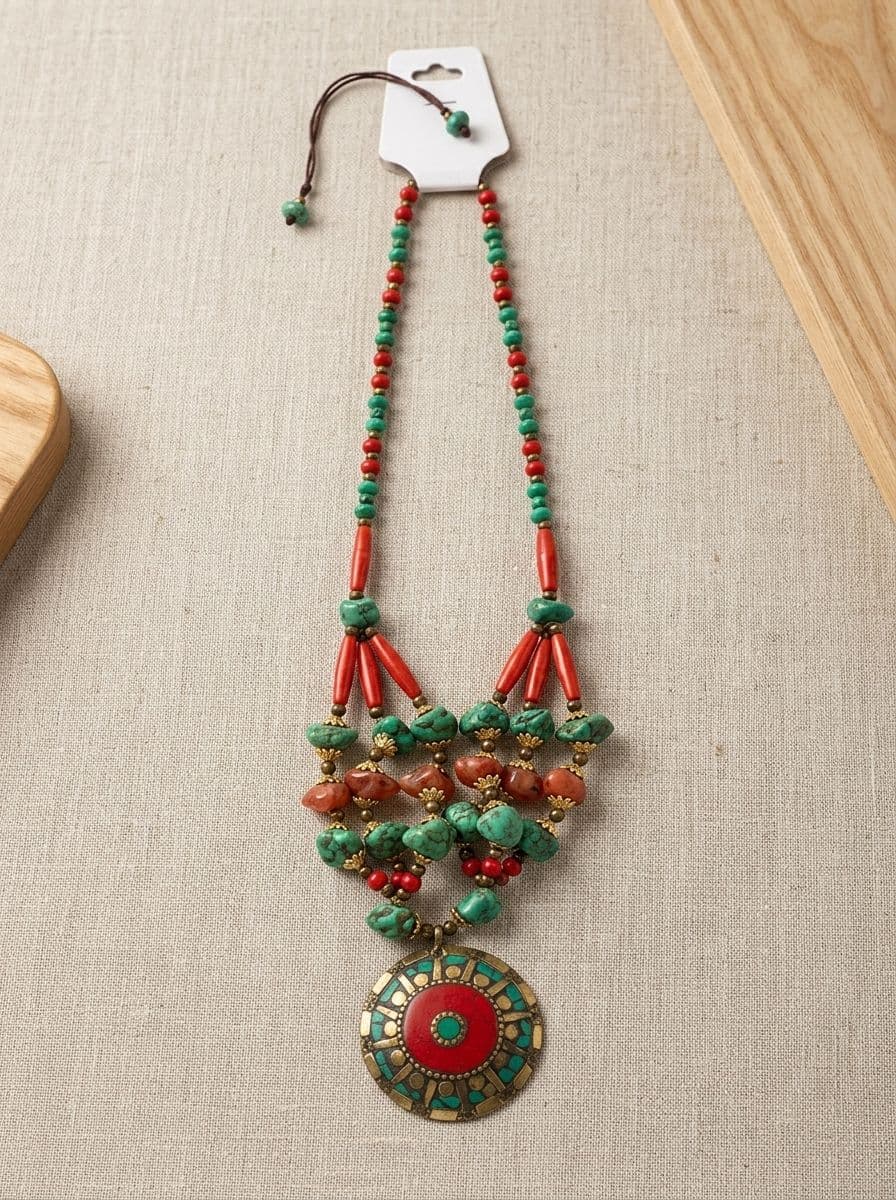 NECKLACE WITH BROCHETTE AND EARINGS